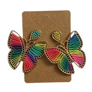 Neon Thread Butterfly Earrings